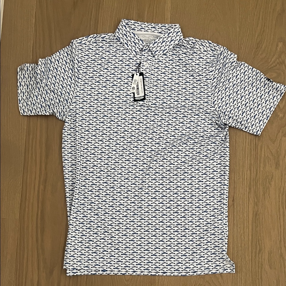 Navy Patterned Polo Shirt for Men